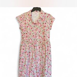 Lanz Of Salzburg Women’s Cotton Pink Floral Button Up Short Sleeve